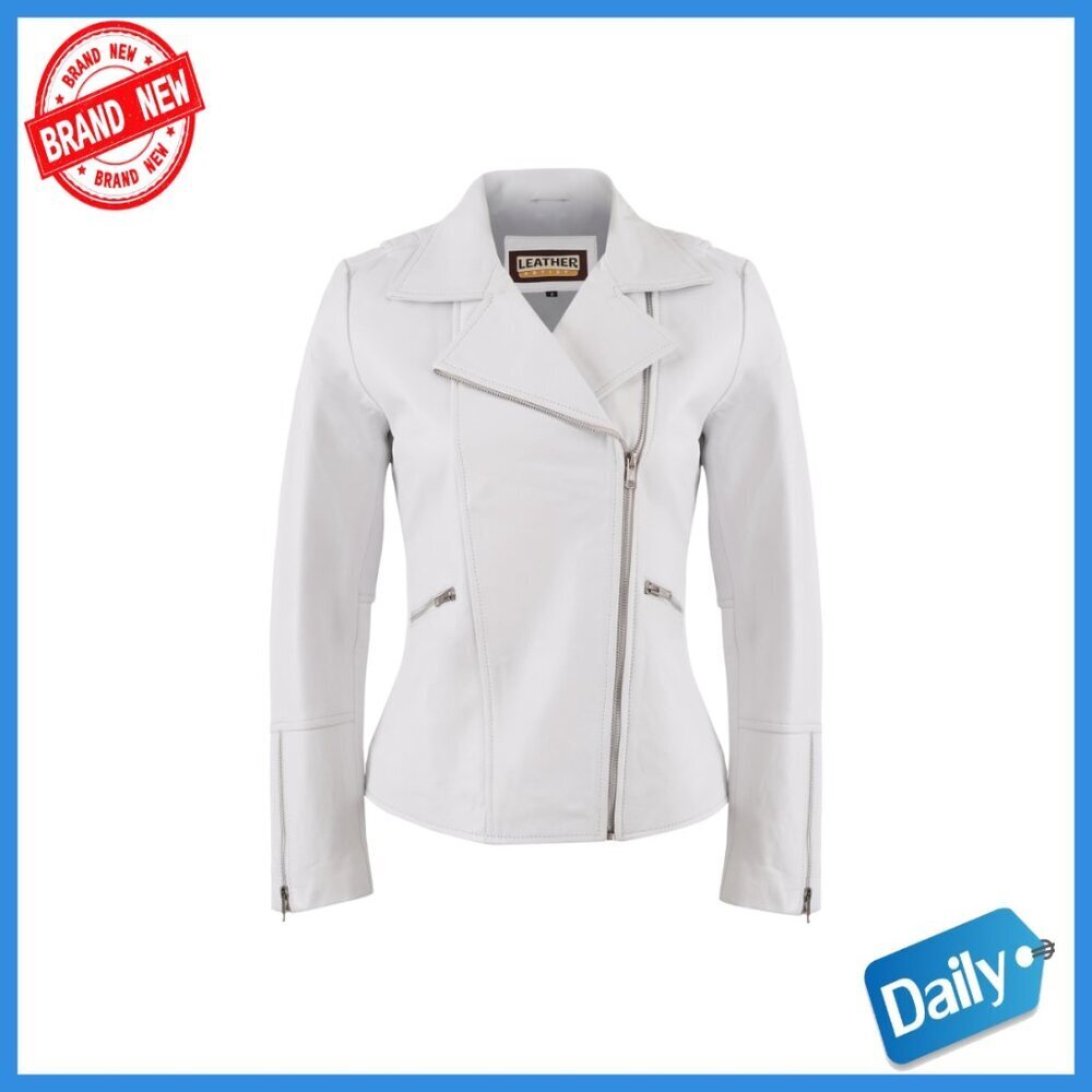 Genuine Lambskin Leather Motorcycle Jacket Asymmetrical Zipper Biker Style